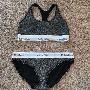 Calvin Klein metallic bra and panty set